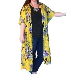 Umgee PLUS Friendly Wildflower Chorus kimono yellow